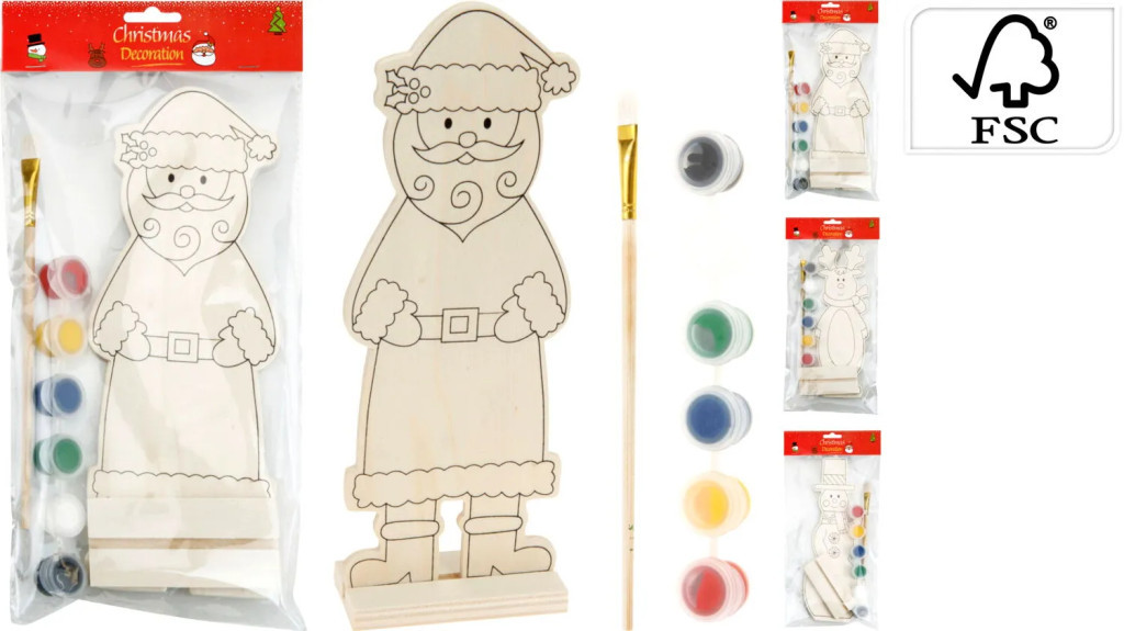 Karácsonyi dekoráció festő játékszett, 23 cm, 3 féle,