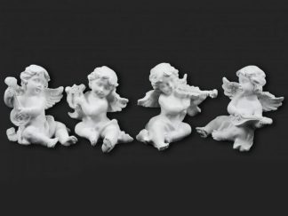 Fehér Angyal figura hangszerrel, 5,5 cm