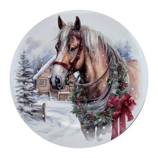 Műanyag tálca, lovas téli, 33 cm