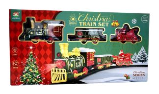 Karácsonyi vonatpálya dobozban, elemes