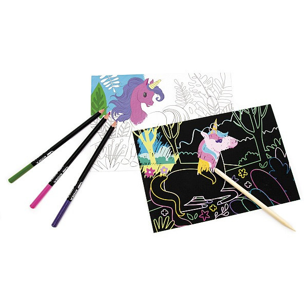 Kidea 2 az 1-ben színező és képkarcoló szett – Unikornisok - Image 2