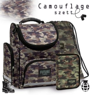Future by BackUp Terepmintás iskolatáska SZETT – Camouflage