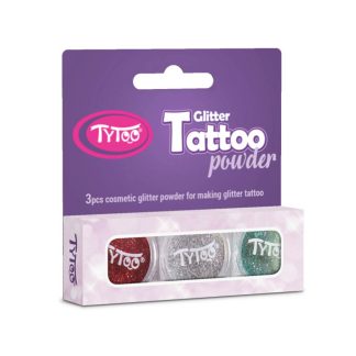 TyToo: Piros, ezüst és világos türkizzöld színű csillámpor szett 3x2, 5ml