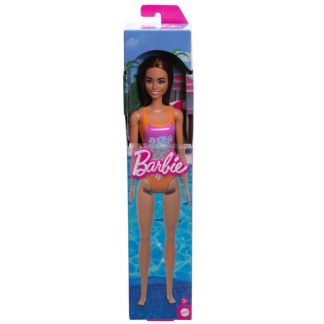 Barbie Beach baba lila színü, mintás fürdőruhában