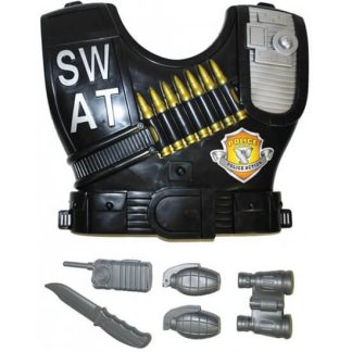 Rendőr szett páncéllal - 6 részes - műanyag