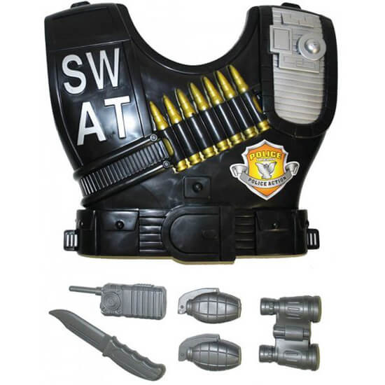 Rendőr szett páncéllal - 6 részes - műanyag