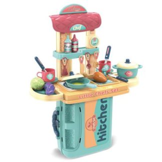 Kék 3 az 1-ben játékkonyha szett bőröndben