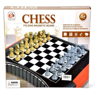 Mágneses sakktábla metálszín bábukkal