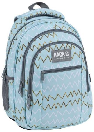 BackUp iskolatáska, hátizsák mellpánttal - 3 rekeszes - Arany cikkcakk