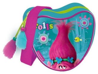 Trolls válltáska, 16x16x6cm, szív alakú, csillogó