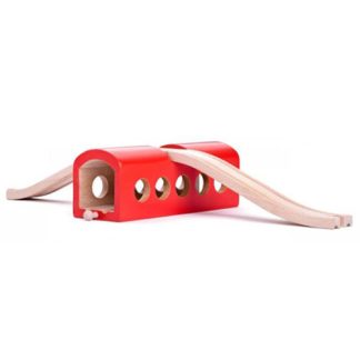 Fa piros vasúti alagút kiegészítő elem felüljáróval