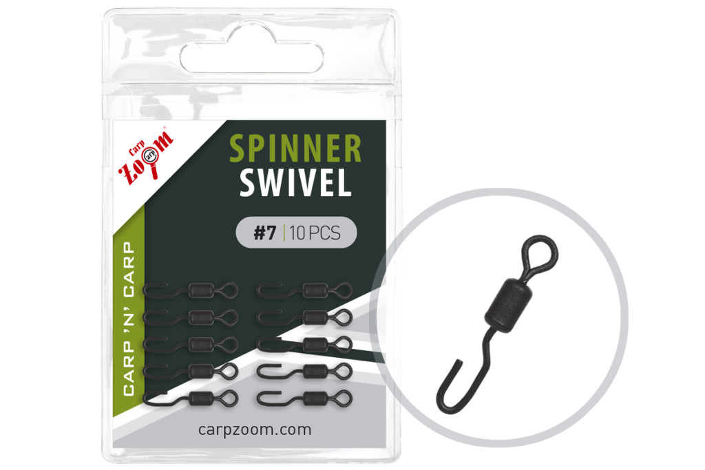 Carp Zoom Spinner Swivel gyorskapocs, #7, matt fekete, 10 db