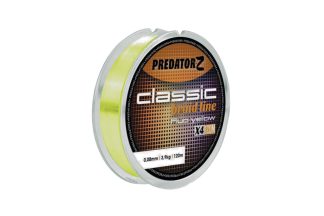Predator-Z Classic fonott zsinór-fluo sárga, o 0,10 mm, 120 m, 4,5 kg, fluo sárga