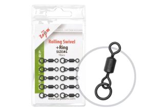 Carp Zoom Bojlis forgó karikával, #4, matt fekete, 10 db