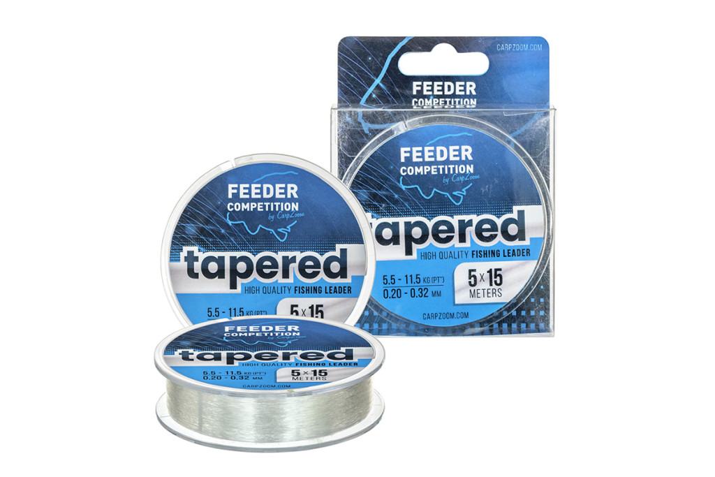 Feeder Competition Tapered vastagodó előkezsinór, o 0,26-0,57 mm, 5x15 m, 8,0/17,3 kg, áttetsző